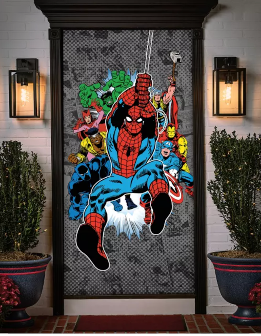 Spirit Halloween | Spider-Man & Friends Door Cover - Marvel Comics Retro 