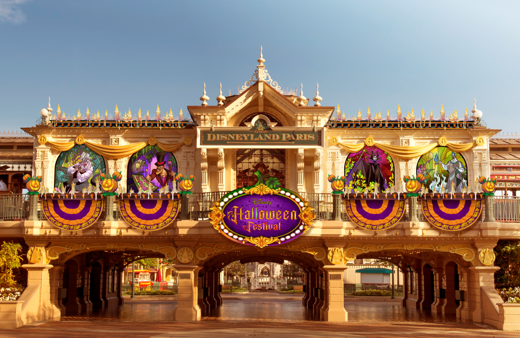 Main Street Halloween Decor Disneyland Paris