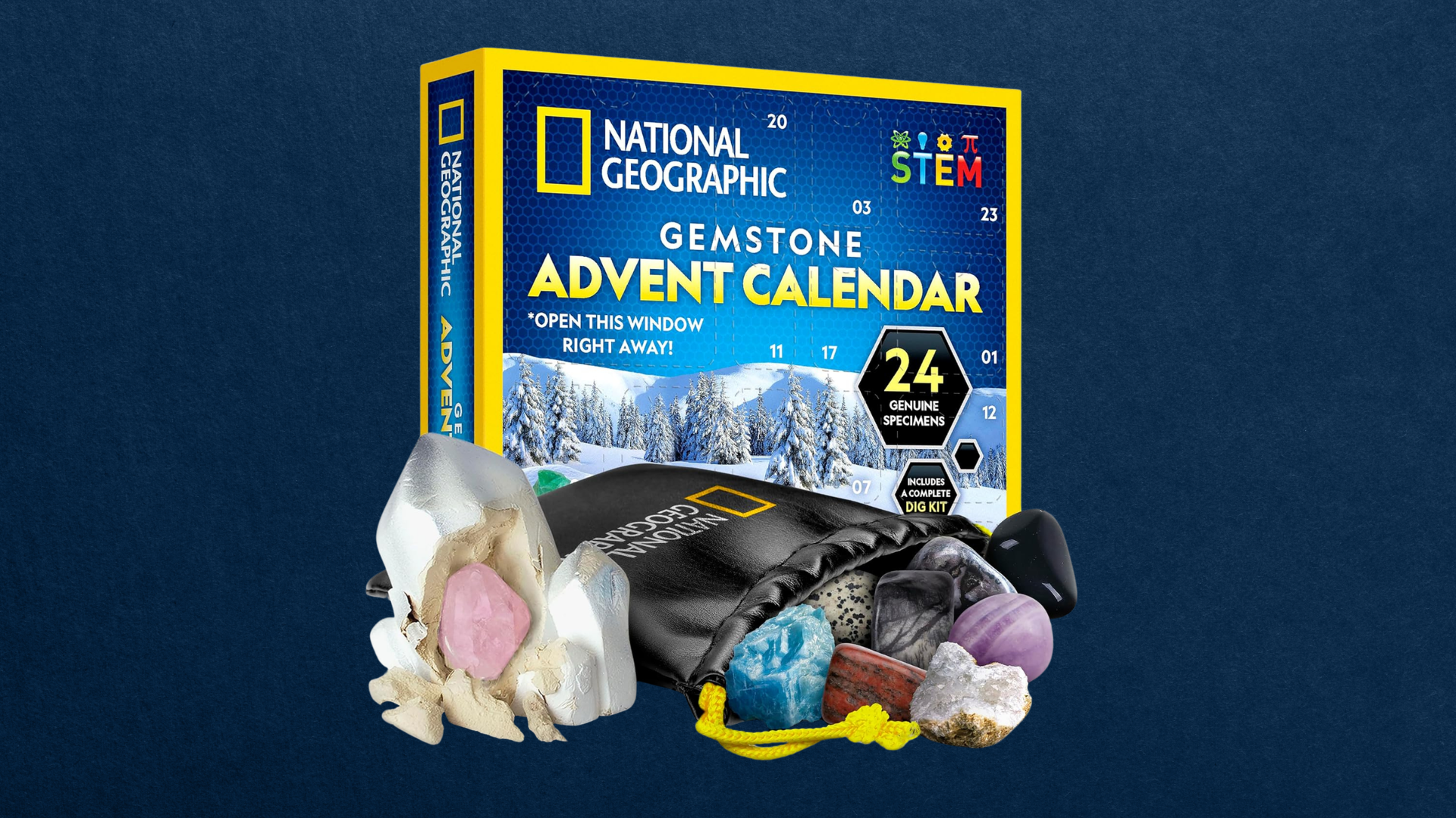 National Geographic 2026 Gemstone Advent Calendar with 24 Gems for Kids 