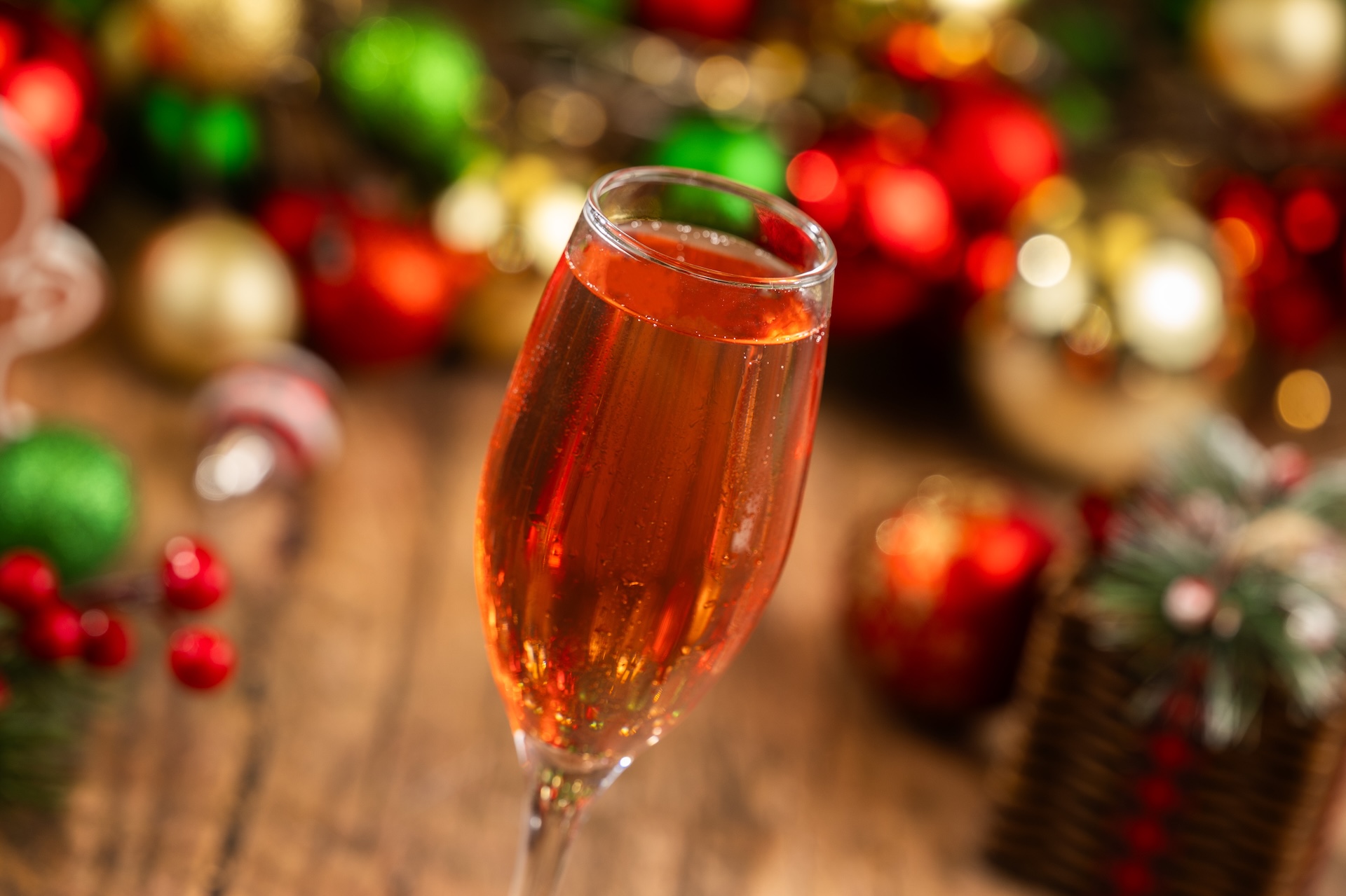 Cranberry Sparkling Cocktail: Grand Marnier Liqueur, cranberry juice, and Nicolas Feuillatte Enchant&eacute;e Champagne Brut (Available during Mickey&rsquo;s Very Merry Christmas Party only) 