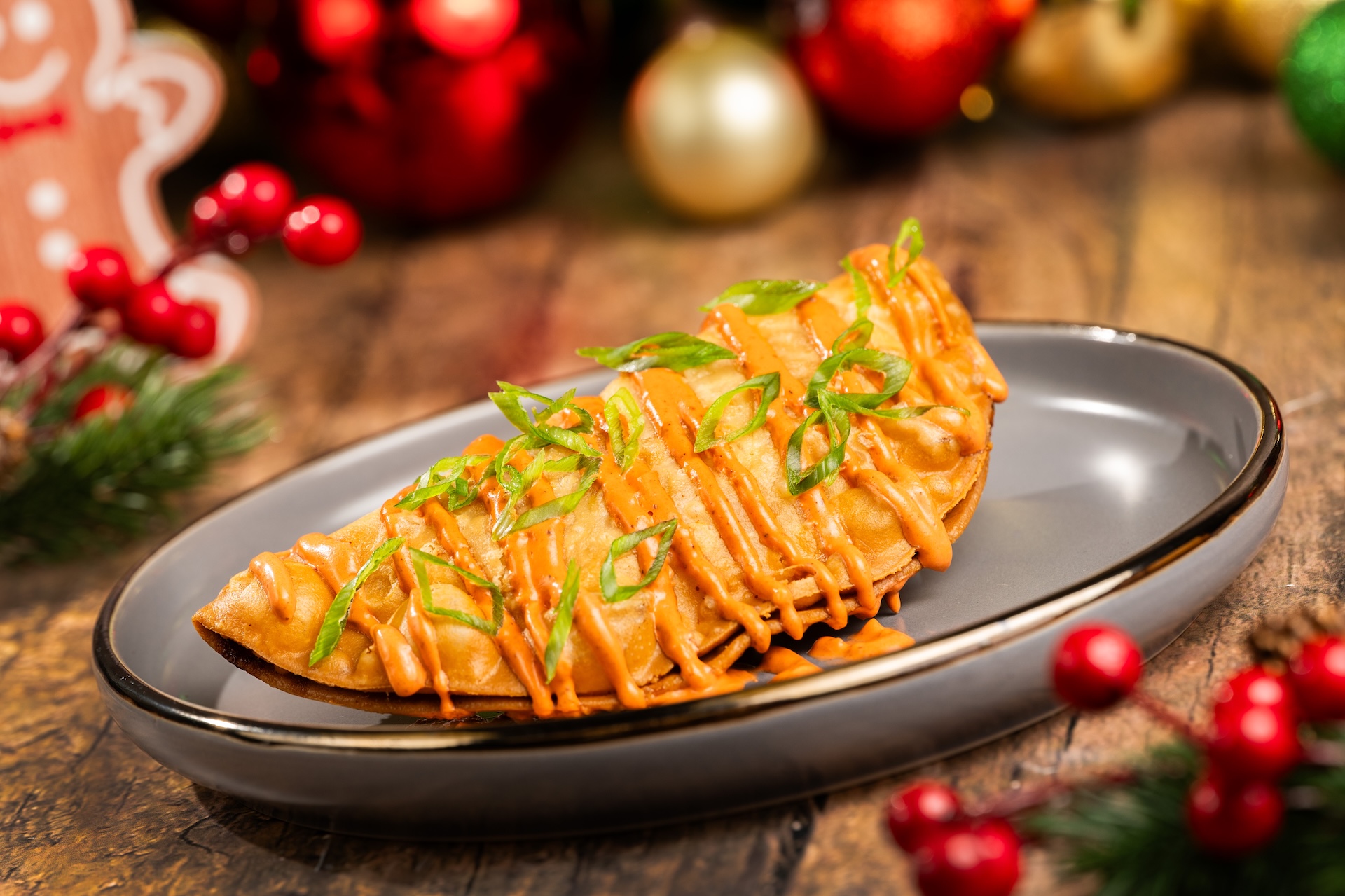 Spinach Artichoke Hand Pie with red pepper sauce (Available during Mickey&rsquo;s Very Merry Christmas Party only) 