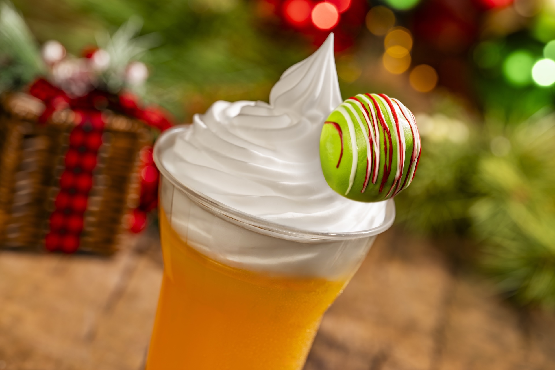 Santa Surf Shack Float: Minute Maid Passion Fruit Orange Guava Juice, coconut soft-serve, and a spiced pineapple pop (Available during regular park hours and Mickey&rsquo;s Very Merry Christmas Party) 