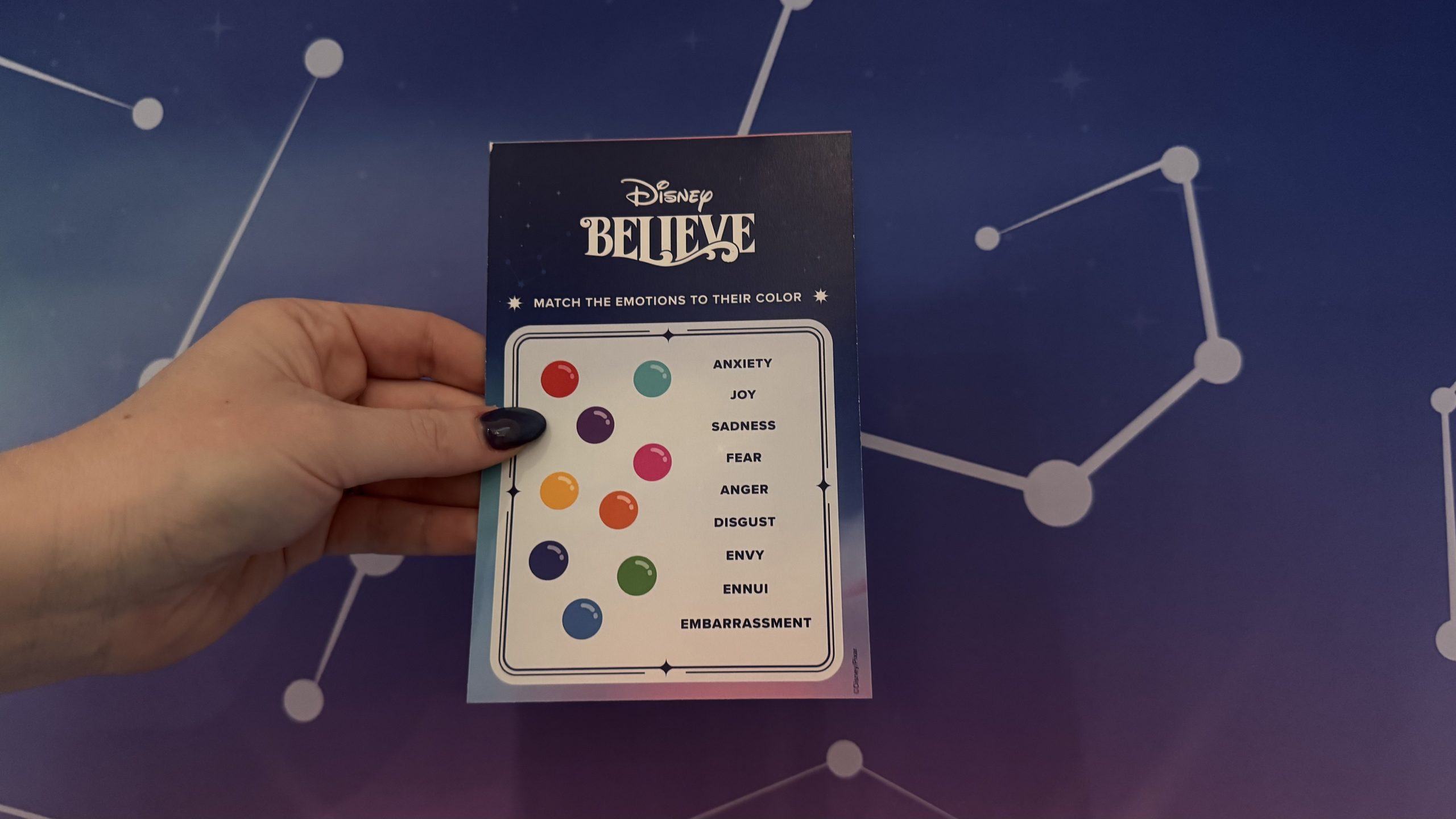 Disney Believe Scavenger Hunt Match the Emotions to their Color