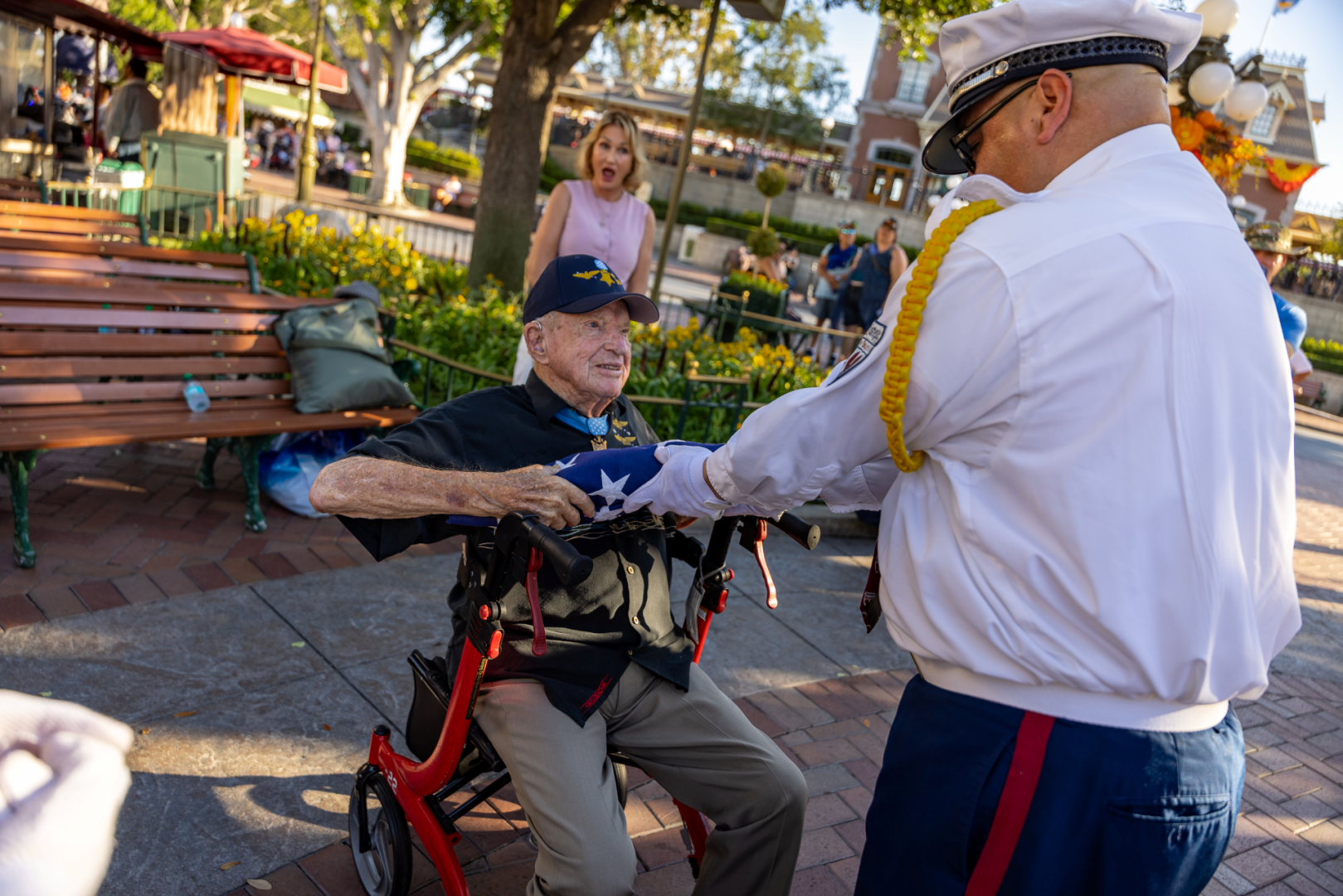 Medal of Honor Recipient at Disneyland Flag Retreat