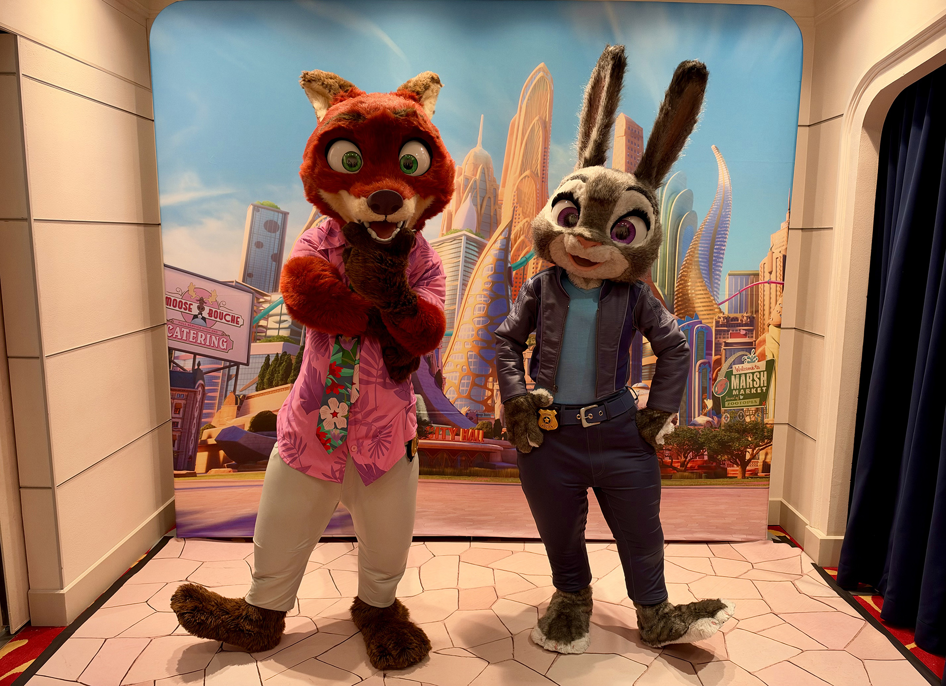 Nick and Judy from Zootopia on Disney Cruise Line for Surprise Encounter