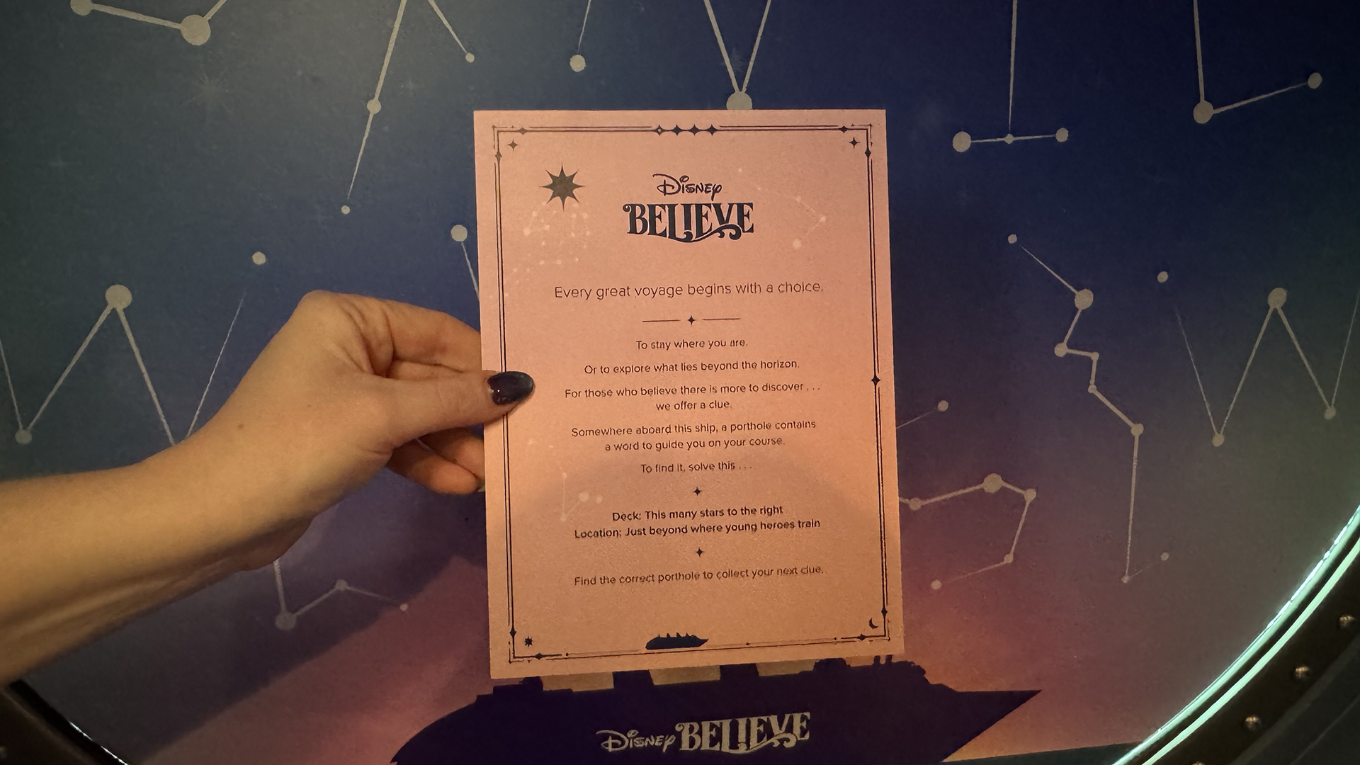 Disney Believe Scavenger Hunt, Wishing Well Porthole Clue