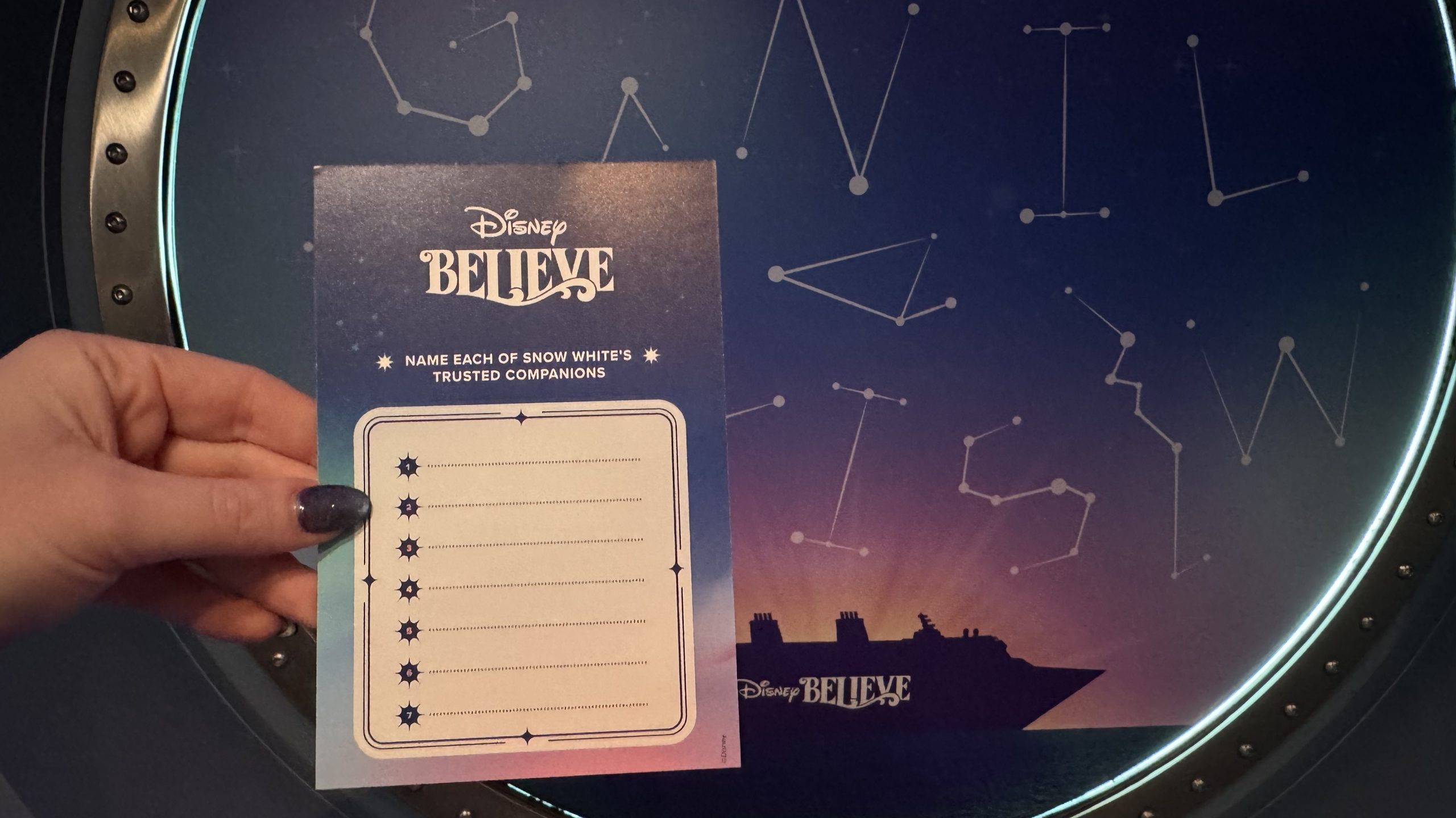 Disney Believe Scavenger Hunt, name each of Snow White's Trusted Companions