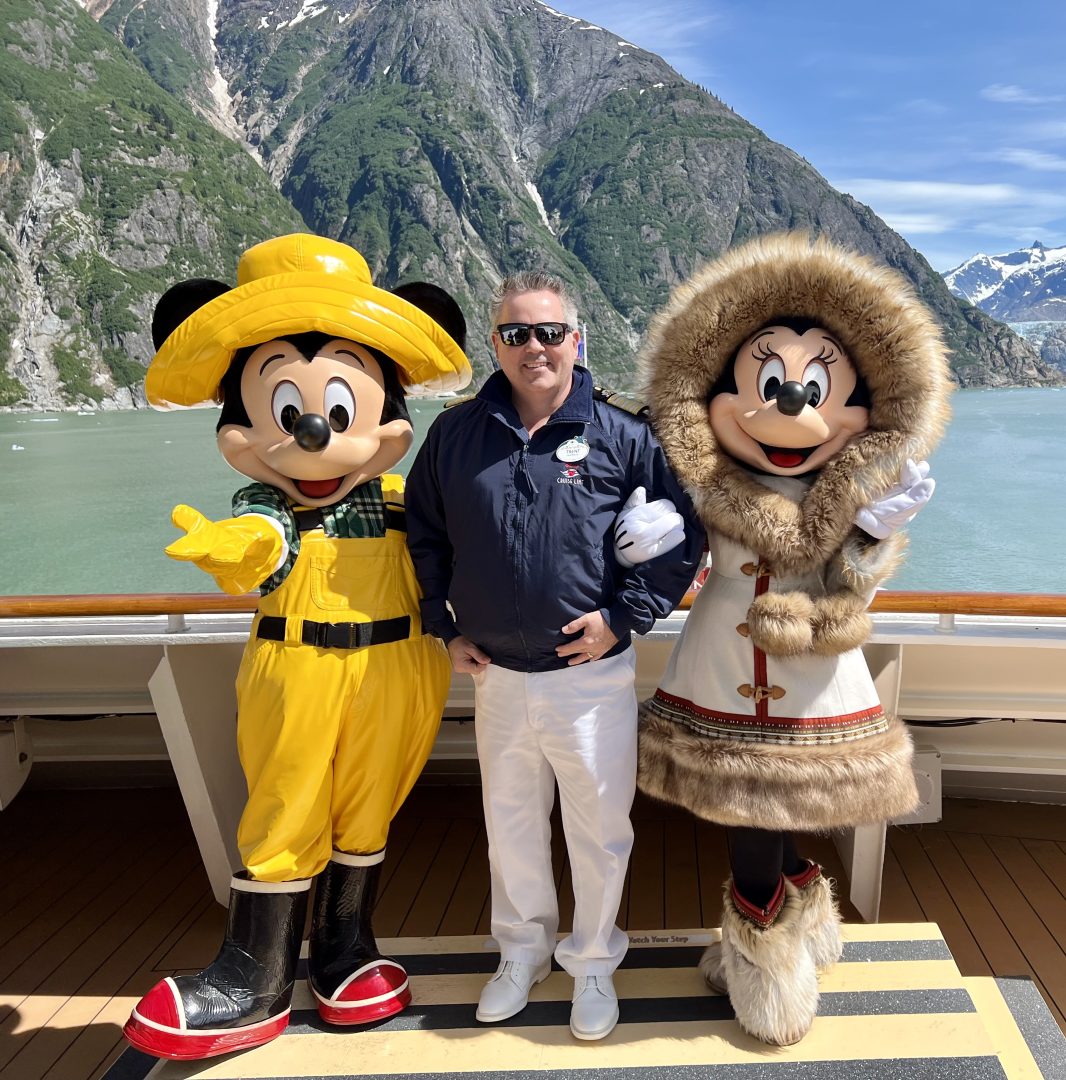 Trent with Mickey and Minnie on Disney Cruise Line Alaska